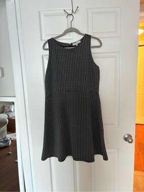 LOFT Black and White Patterned Sleeveless Dress
